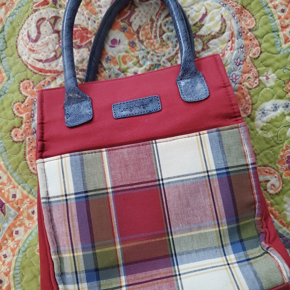 Longaberger Red and Plaid Mini Bag